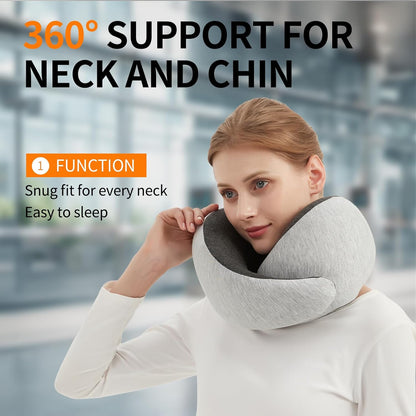 Travel Neck Pillow Airplane, Memory Foam Travel Pillows for Comfort on Sleeper Hold Compact and Ergonomic Design for Traveling Car Rides Home Road Trip Essentials for Adults and Kids (Grey)