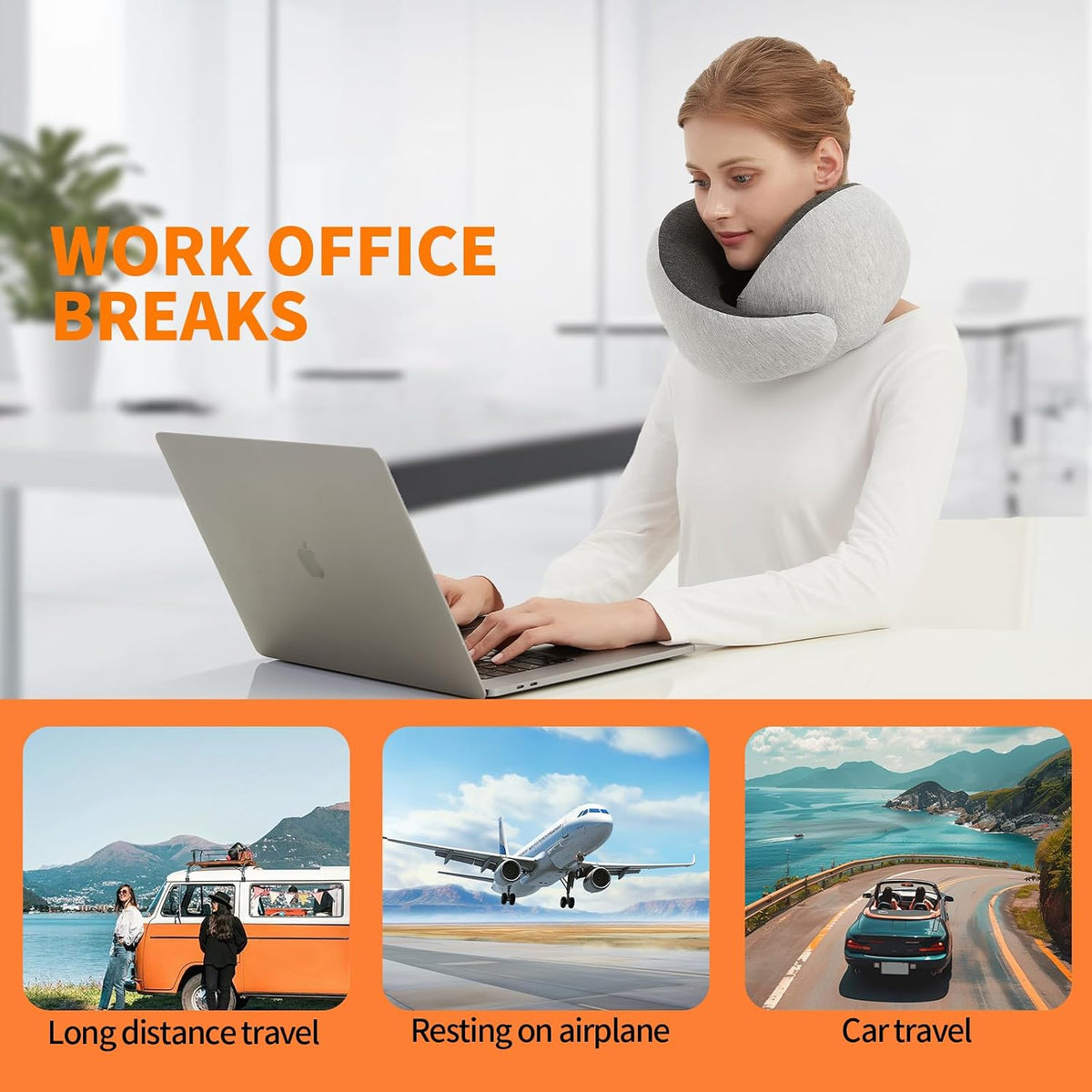 Travel Neck Pillow Airplane, Memory Foam Travel Pillows for Comfort on Sleeper Hold Compact and Ergonomic Design for Traveling Car Rides Home Road Trip Essentials for Adults and Kids (Grey)