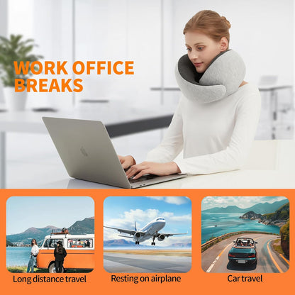 Travel Neck Pillow Airplane, Memory Foam Travel Pillows for Comfort on Sleeper Hold Compact and Ergonomic Design for Traveling Car Rides Home Road Trip Essentials for Adults and Kids (Grey)